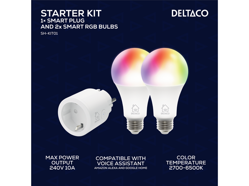 Deltaco Starter Kit With Two RGB Bulbs And One Plug