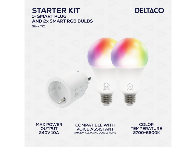 Deltaco Starter Kit With Two RGB Bulbs And One Plug