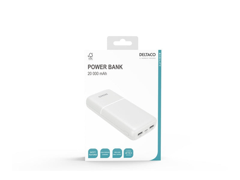 Deltaco PB-C1006 Powerbank (Akku) - Weiß - 20000 mAh