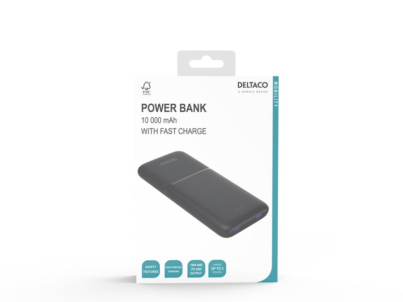 Deltaco PB-C1007 Powerbank (Akku) - schwarz - 10000 mAh