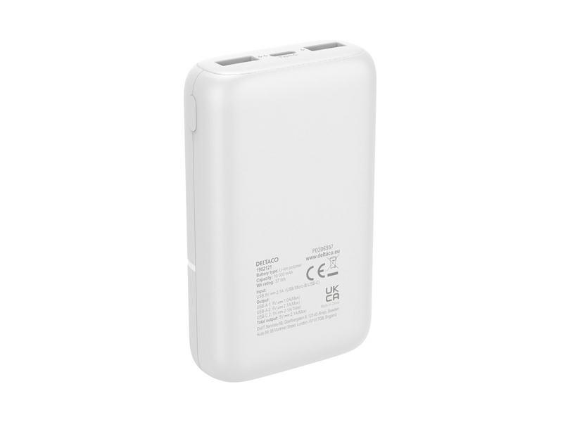 Deltaco PB-C1005 Powerbank (Akku) - Weiß - 10000 mAh