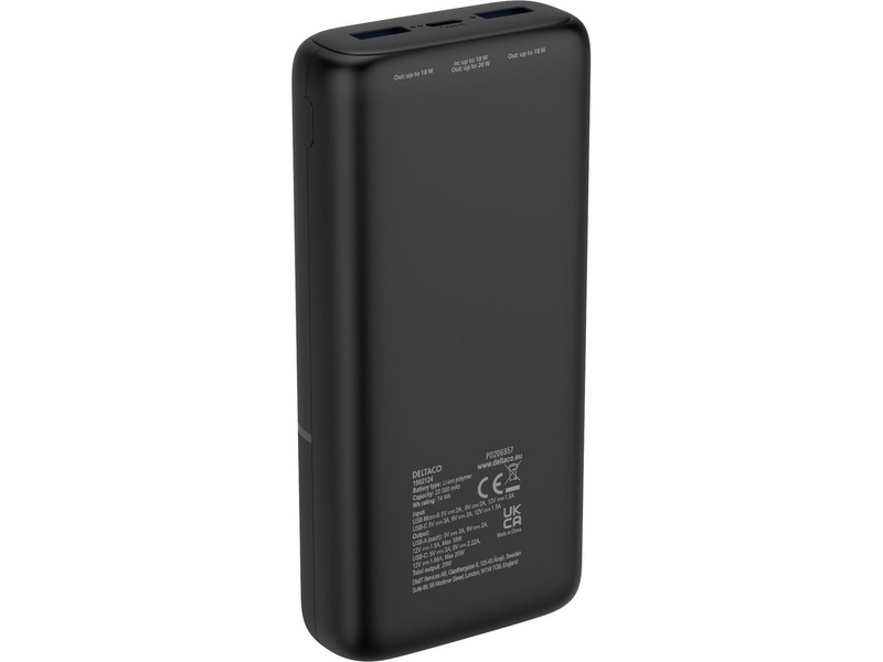 Deltaco PB-C1008 Powerbank (Akku) - schwarz - 20000 mAh