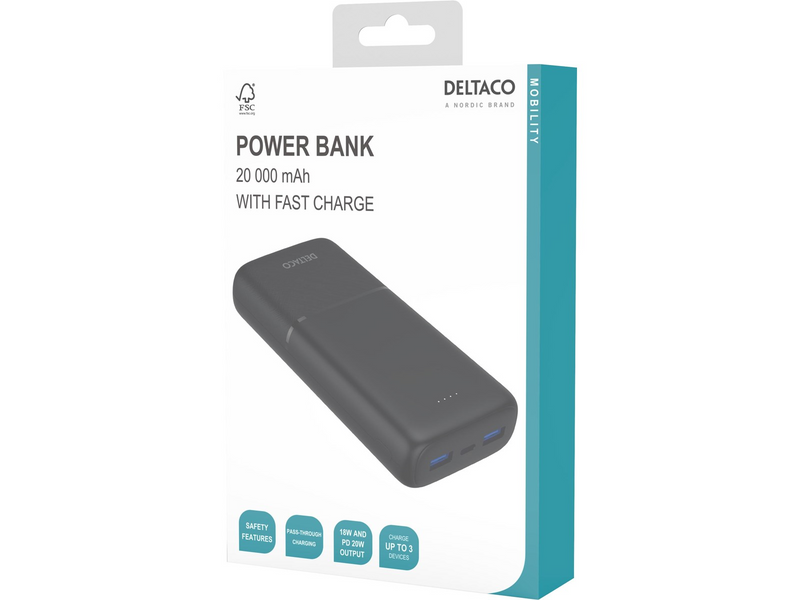 Deltaco PB-C1008 Powerbank (Akku) - schwarz - 20000 mAh