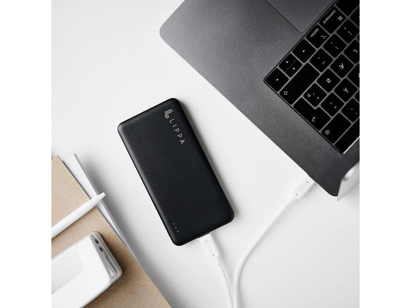 Lippa 10.000 mAh Powerbank 18W USB-C PD & QC USB-A Output - Black Powerbank (Akku) - schwarz - 10000 mAh