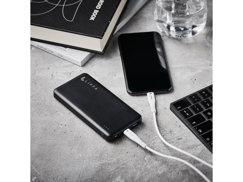 Lippa 10.000 mAh Powerbank 18W USB-C PD & QC USB-A Output - Black Powerbank (Akku) - schwarz - 10000 mAh