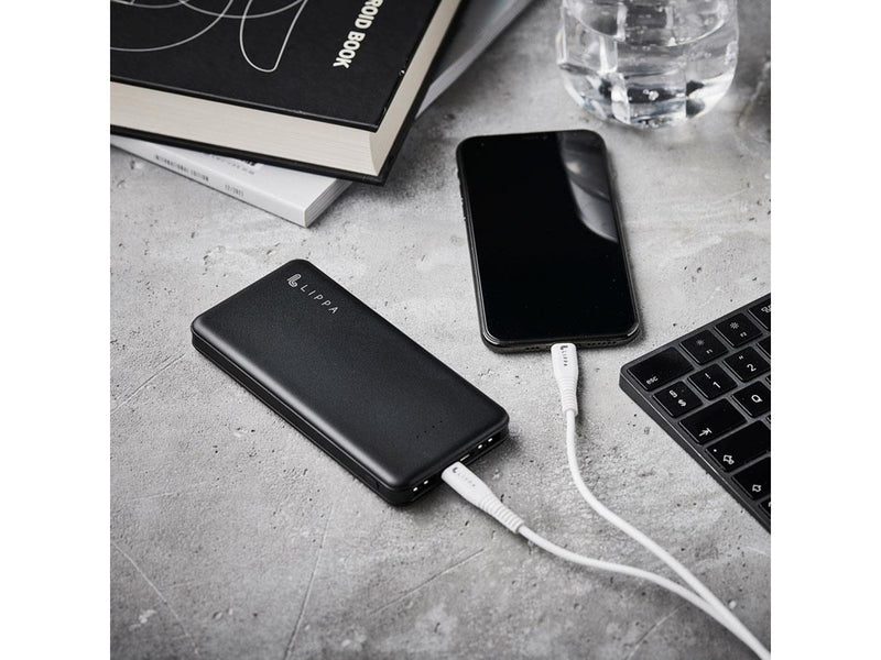 Lippa 10.000 mAh Powerbank 2 x USB-A Output - Black Powerbank (Akku) - schwarz - 10000 mAh