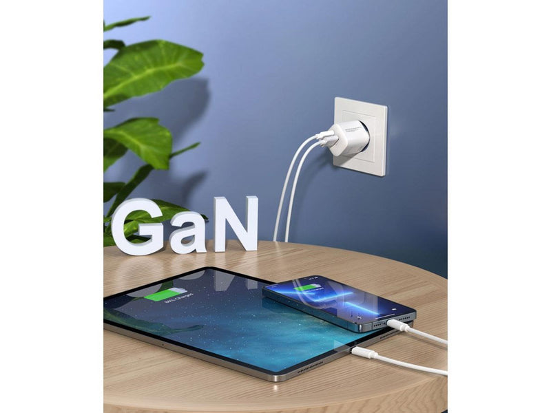 Lippa 33W USB-C PD & USB-A QC GaN Wall Charger - White