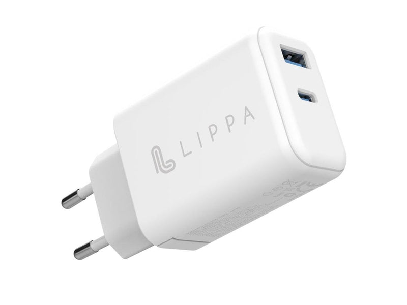 Lippa 65W USB-C PD & USB-A QC GaN Wall Charger - White