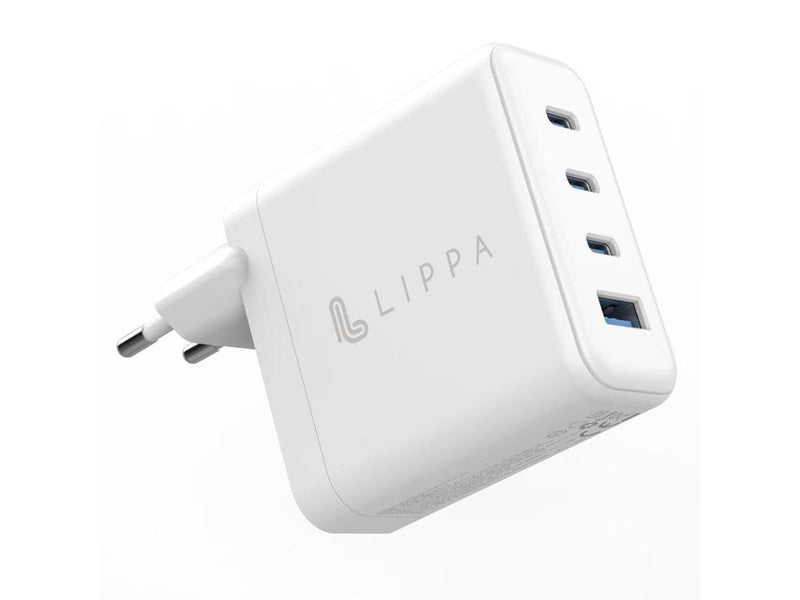 Lippa 100W 3 x USB-C PD & USB-A QC GaN Wall Charger - White