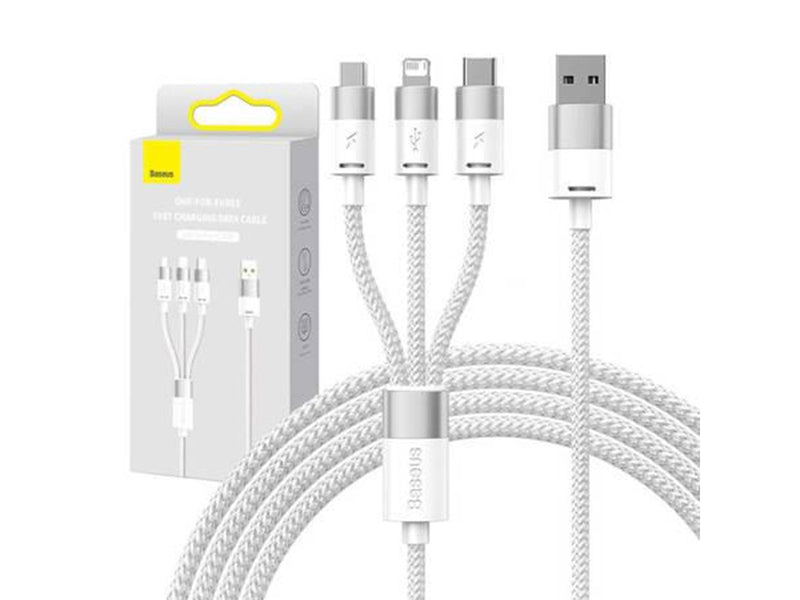 Baseus 3in1 USB cable  StarSpeed Series USB-C + Micro + Lightning 3.5A 1.2m (White)