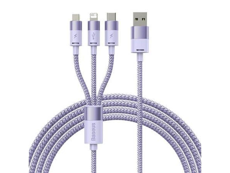 Baseus 3in1 USB cable  StarSpeed Series USB-C + Micro + Lightning 3.5A 1.2m (Purple)
