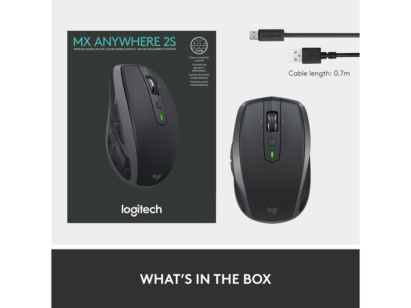 Logitech MX Anywhere 2S Wireless Mouse (BT) - Graphite - Maus (Grau)