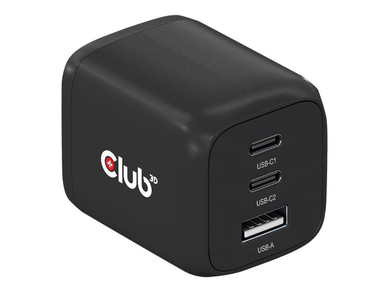Club 3D CAC-1913 power adapter - GaN technology triple port - USB Type A 2 x USB-C - 65 Watt