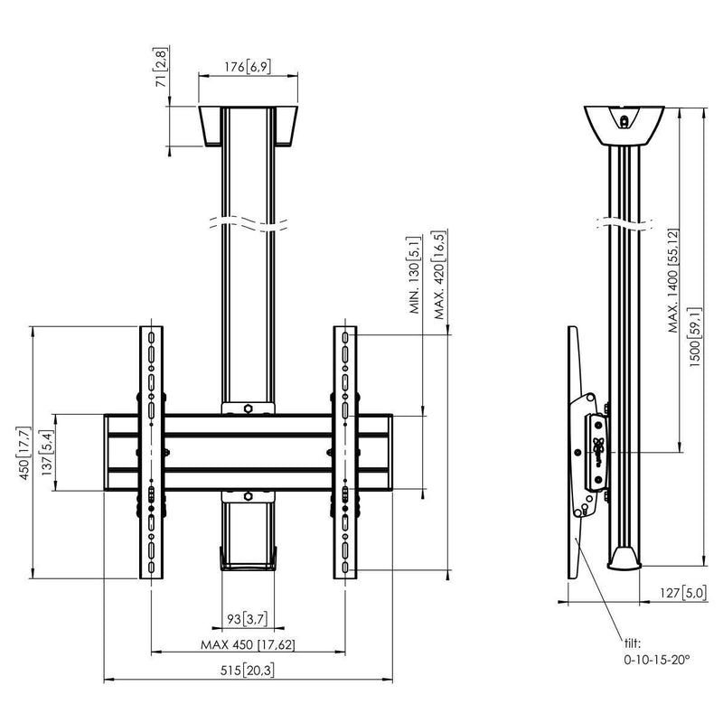 Vogel's C1544 TV-Deckenhalterung bis 165 cm (65')