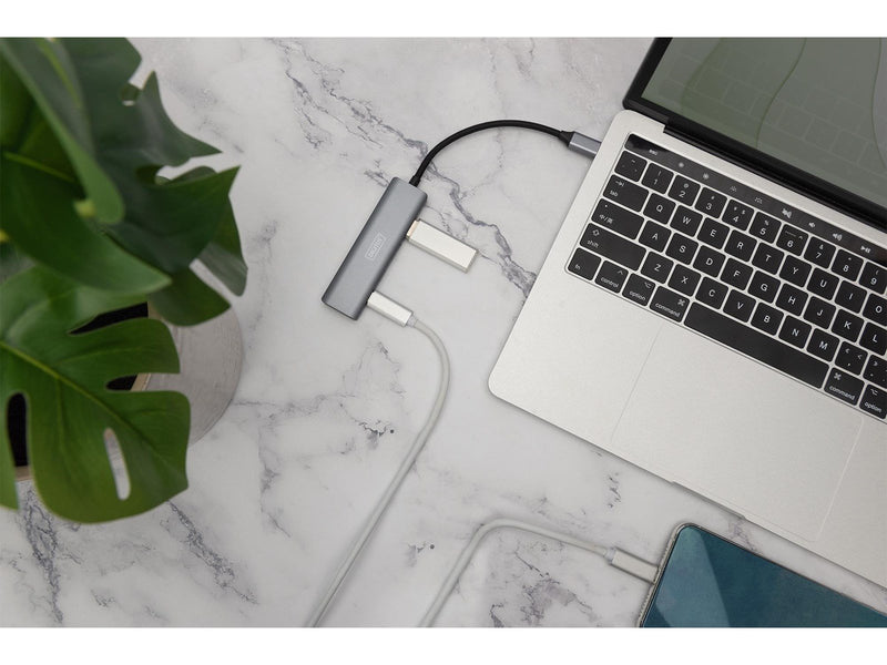 DIGITUS USB-C to 4 x USB-C Hub USB-Hubs - 4 - Grau