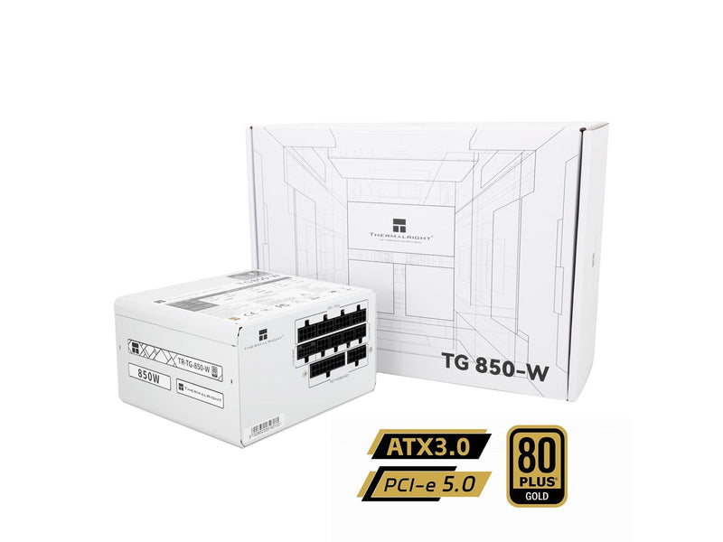 Thermalright TG (Modular) Weiß mit RGB LED-Beleuchtung - Netzteile - 850 Watt - 120 mm - ATX 3.0 - 80 Plus Gold zertifiziert