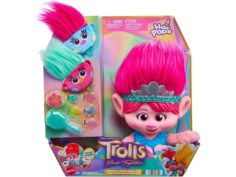 Dreamworks Trolls Band Together Hair Pops Showtime Surprise Queen Poppy Plush 35.5cm