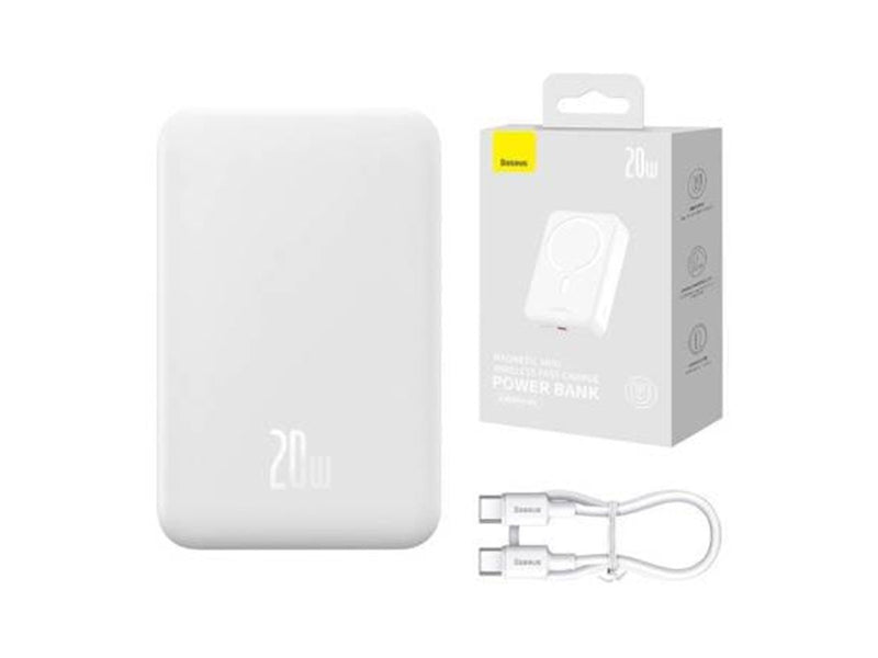 Baseus Powerbank Magnetic Mini 20000mAh 20W MagSafe (white) Powerbank (Akku) - Weiß - 20000 mAh