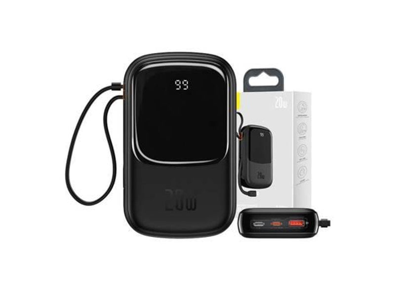 Baseus Powerbank Qpow PRO with Lightning cable USB-C port and USB 20000mAh 20W (Black) Powerbank (Akku) - schwarz - 20000 mAh