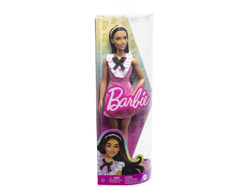 Barbie Fashionistas Doll 209 With Black Hair And A Plaid Dress 30cm