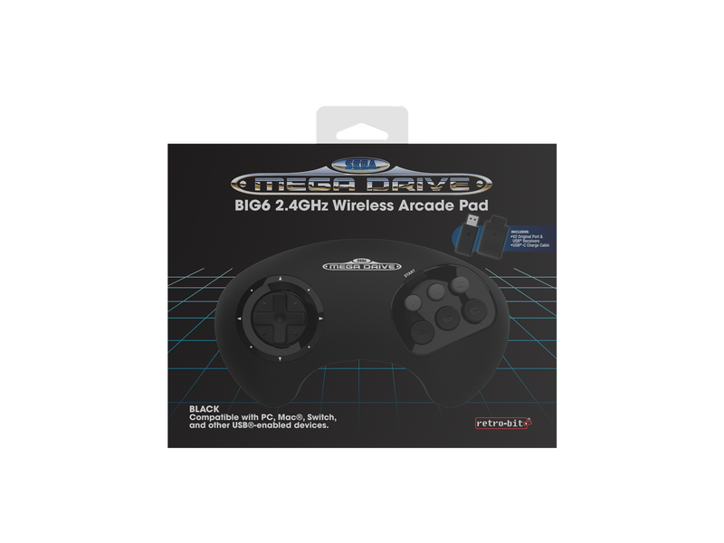 Retro-Bit BIG6 Wireless - Wireless Controller - Sega Mega Drive