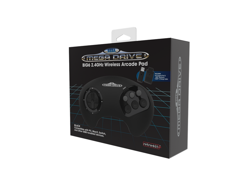 Retro-Bit BIG6 Wireless - Wireless Controller - Sega Mega Drive