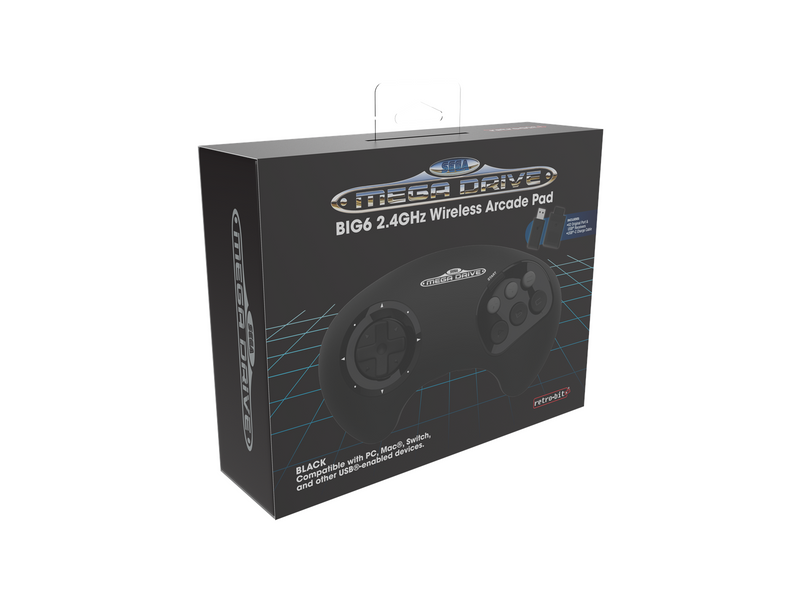 Retro-Bit BIG6 Wireless - Wireless Controller - Sega Mega Drive