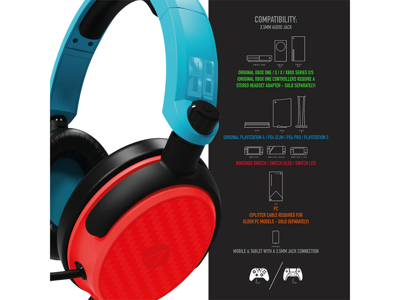 STEALTH C6-100 Gaming Headset (Multi Format) - Neon Blue/Red