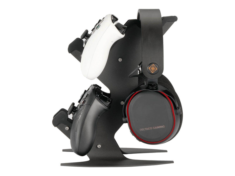 Deltaco Dual Controller and Headset Stand in metal black