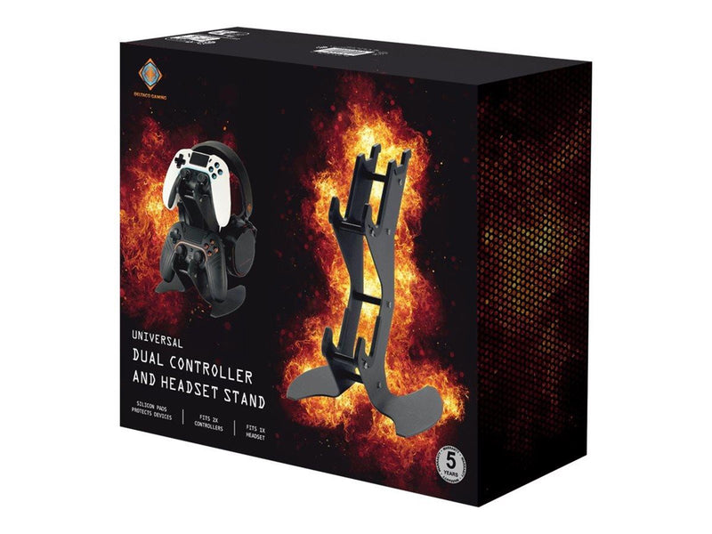 Deltaco Dual Controller and Headset Stand in metal black
