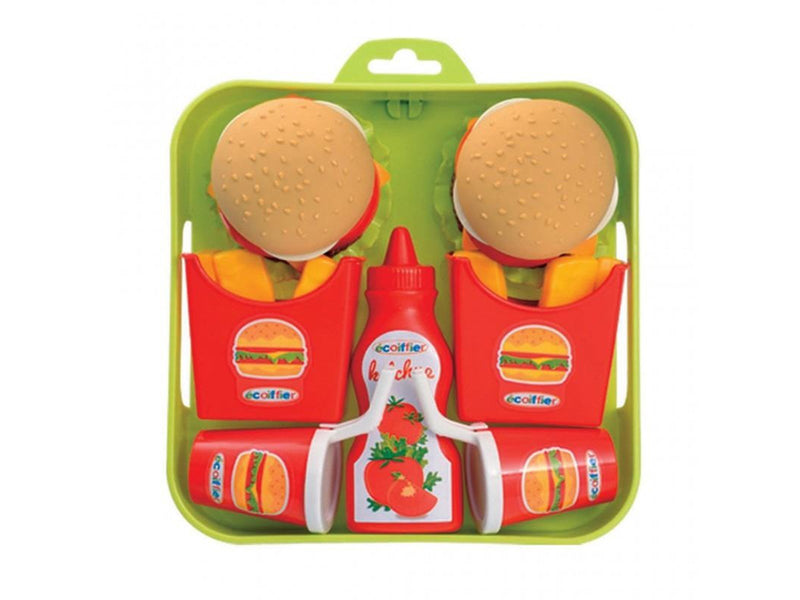 Ecoiffier 100% Chef Hamburgerset on serving tray