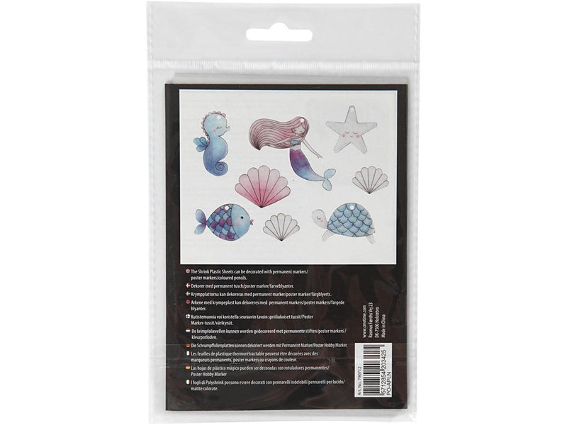 Creativ Company Sheets of Shrink Film with Mermaid Motifs 4 pcs.
