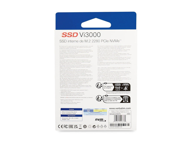 Verbatim Vi3000 SSD - 2TB - PCIe 3.0 - M.2 2280