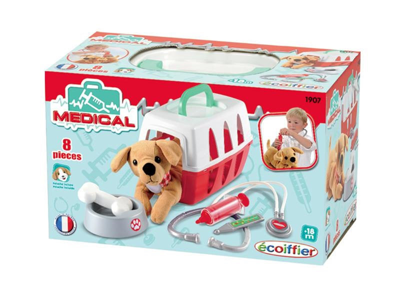 Ecoiffier Dog in travel basket