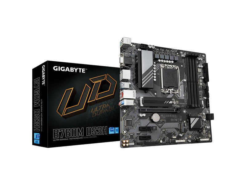 GIGABYTE B760M DS3H Mainboard - Intel B760 - Intel LGA1700 socket - DDR5 RAM - Micro-ATX