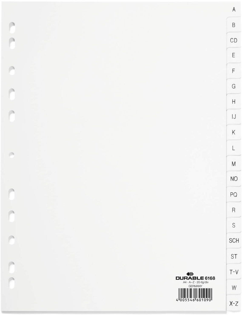 DURABLE A-Z Ordnerregister A4 - 20-teilig - weiß