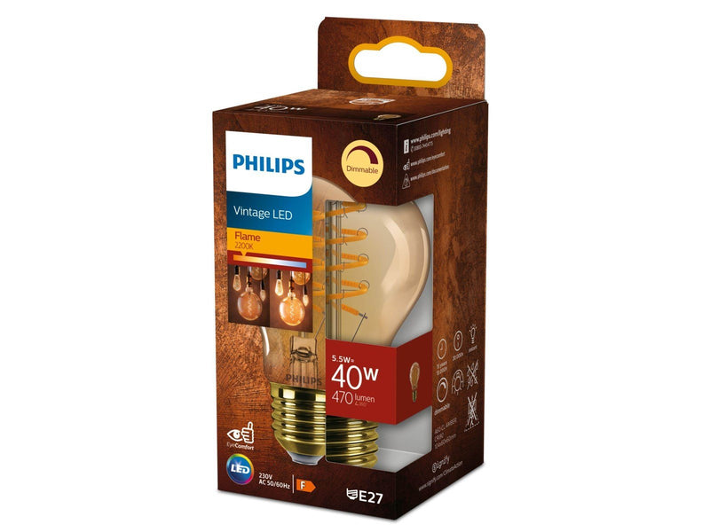 Philips LED-Lampe Standard 5,5W (40W) Flame Dimmable E27