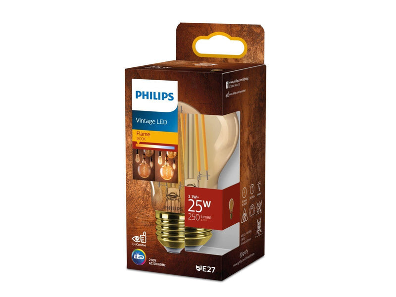 Philips LED-Lampe Standard 3,1W (25W) Flame Dimmable E27