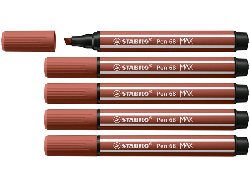 STABILO Pen 68 MAX - Felt-tip pen with thick chisel tip - Sienna