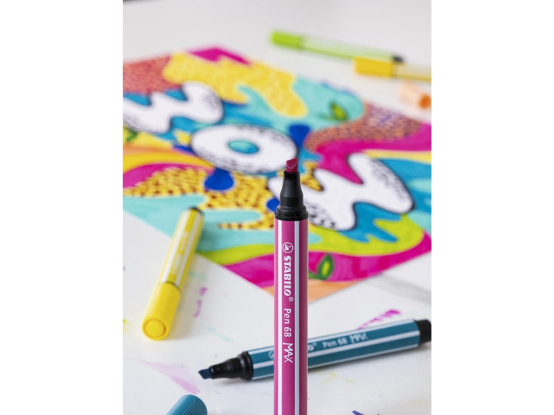 STABILO Pen 68 MAX - Felt-tip pen with thick chisel tip - Sienna