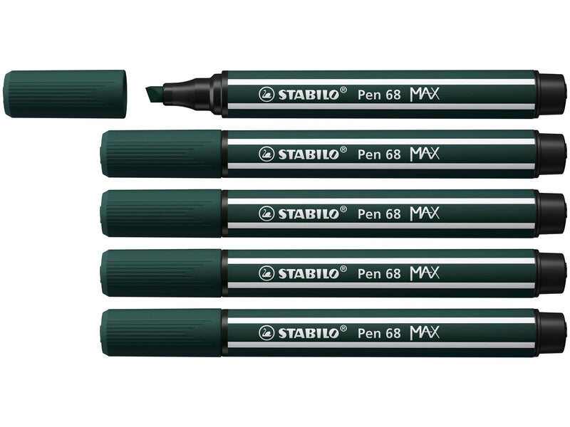STABILO Pen 68 MAX - Felt-tip pen with thick chisel tip - earth green
