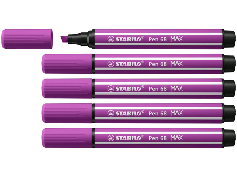 STABILO Pen 68 MAX - Felt-tip pen with thick chisel point - Lilac