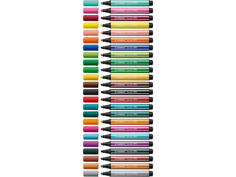 STABILO Pen 68 MAX - Felt-tip pen with thick chisel tip - black