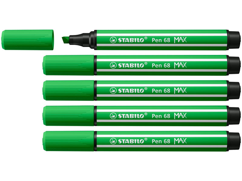 STABILO Pen 68 MAX - Felt-tip pen with thick chisel tip - leafy green