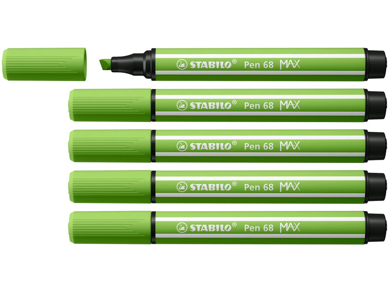STABILO Pen 68 MAX - Felt-tip pen with thick chisel tip - light green
