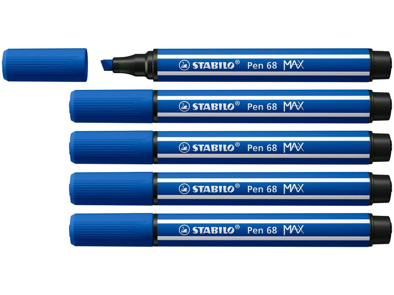 STABILO Pen 68 MAX - Felt-tip pen with thick chisel tip - dark blue
