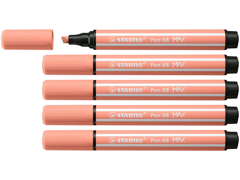 STABILO Pen 68 MAX - Felt-tip pen with thick chisel tip - Apricot