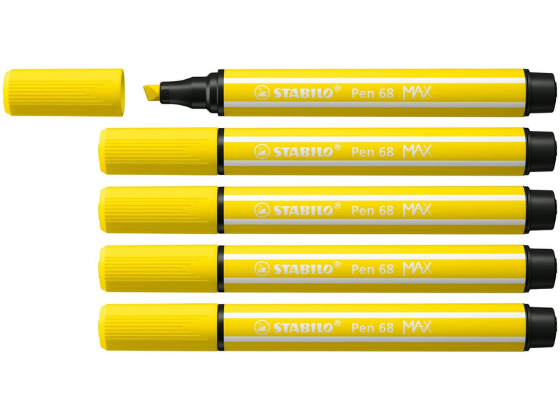 STABILO Pen 68 MAX - Felt-tip pen with thick chisel tip - lemon yellow