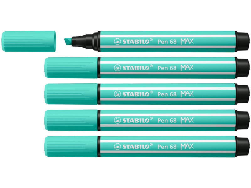 STABILO Pen 68 MAX - Felt-tip pen with thick chisel tip - ice green