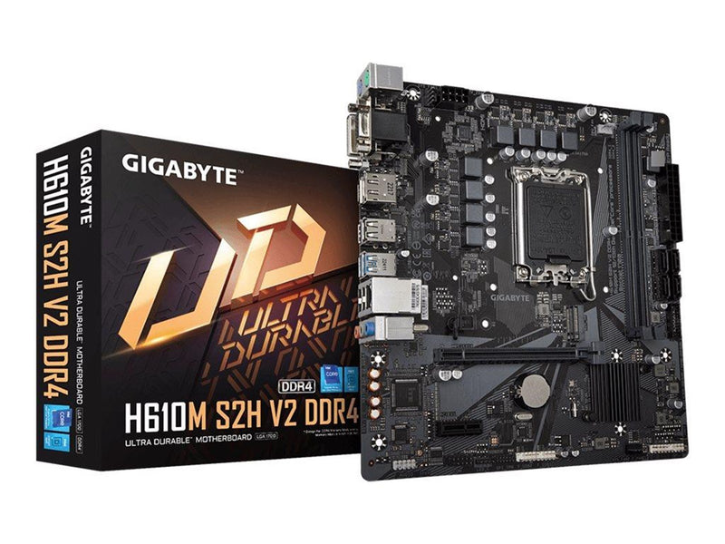 GIGABYTE H610M S2H V2 DDR4 Mainboard - Intel H610 - Intel LGA1700 socket - DDR4 RAM - Micro-ATX
